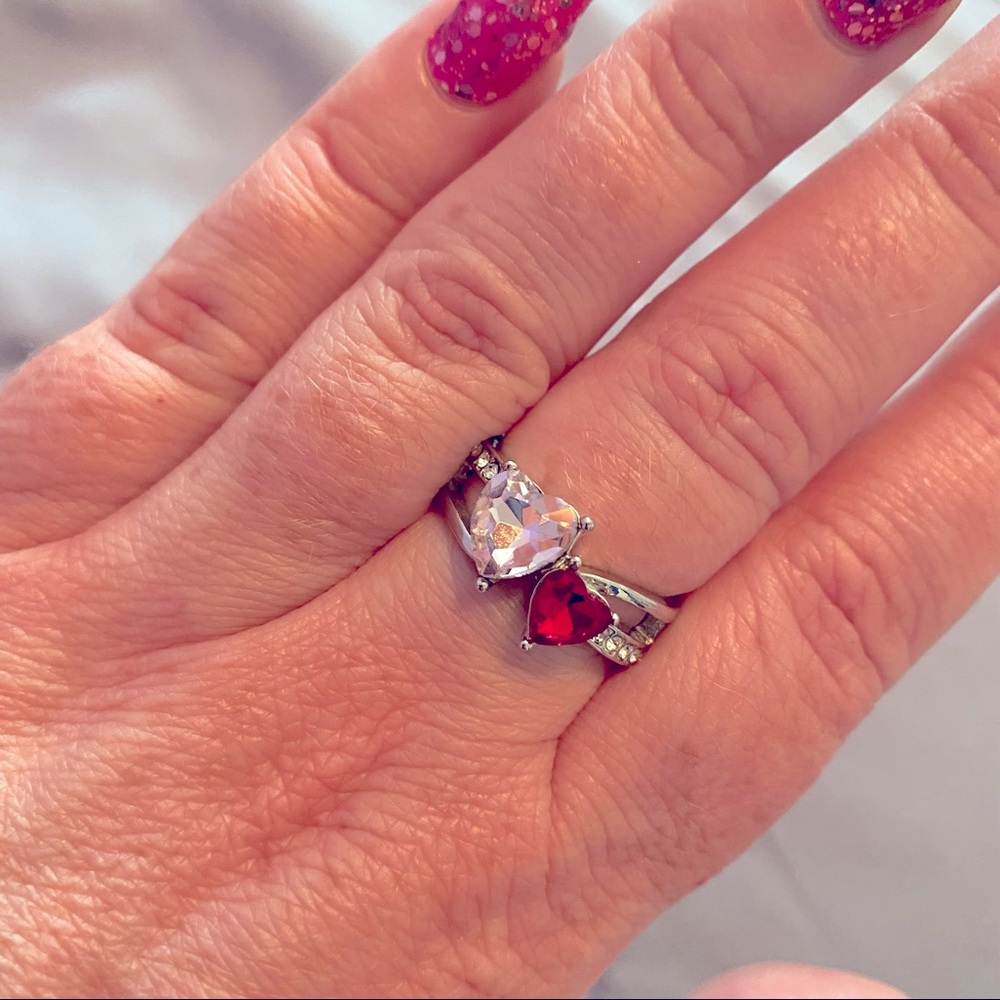 Pink and Red Stone Hearts Ring